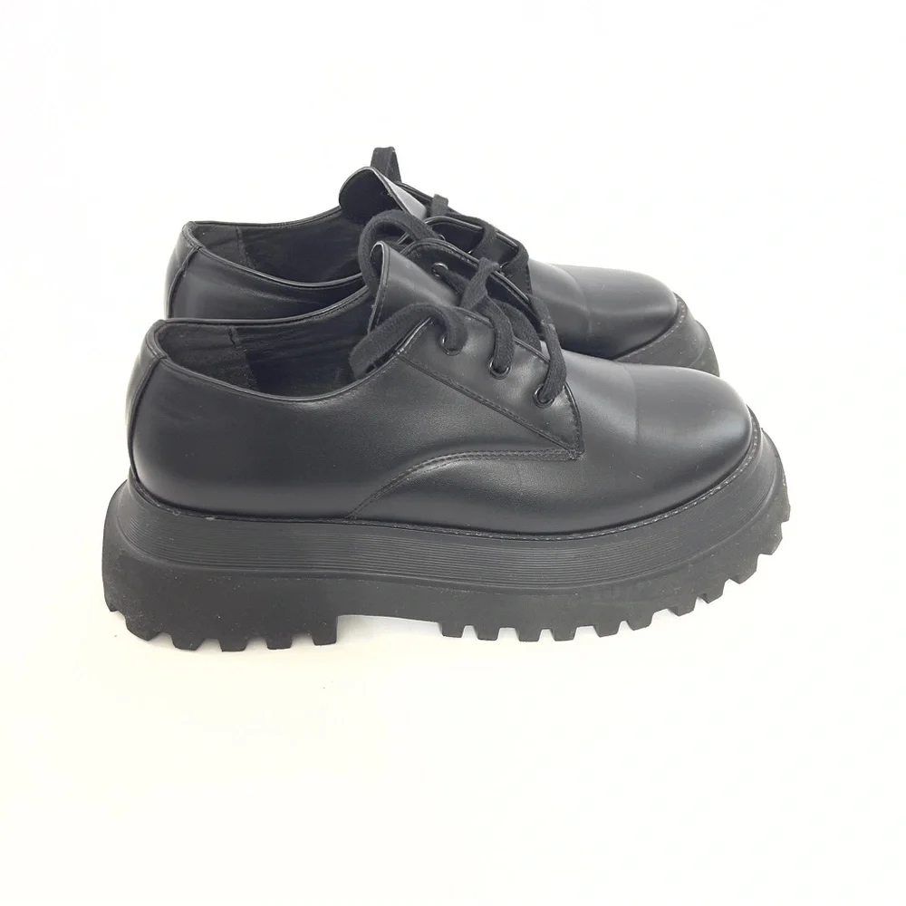 ZARA Black Chunky Lug Sole Oxford Shoes | Platform Lace-Up | EU 41 US 10